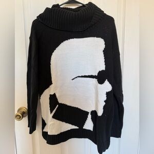 Karl Lagerfeld Black and White Turtleneck Sweater